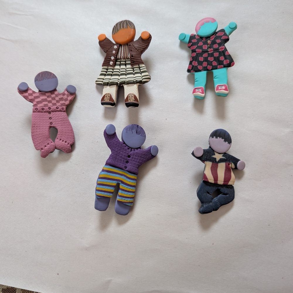 Vintage Clay Based Kid Themed Pins